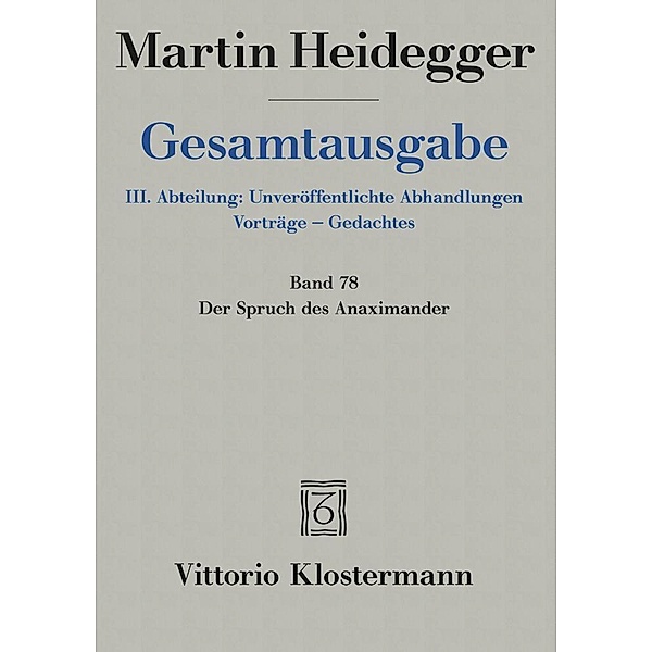 Der Spruch des Anaximander, Martin Heidegger