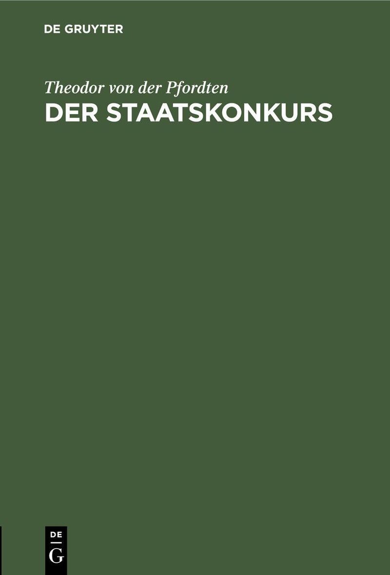 Der Staatskonkurs eBook v. Theodor von der Pfordten | Weltbild