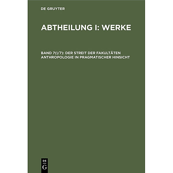 Der Streit der Fakultäten Anthropologie in pragmatischer Hinsicht