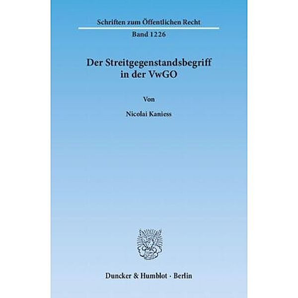 Der Streitgegenstandsbegriff in der VwGO, Nicolai Kaniess