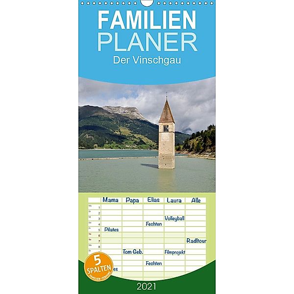 Der Vinschgau - Familienplaner hoch (Wandkalender 2021 , 21 cm x 45 cm, hoch), Carsten Kienitz