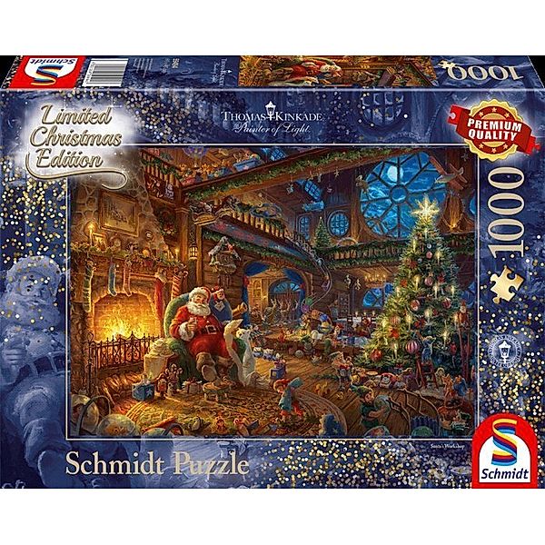 SCHMIDT SPIELE Der Weihnachtsmann und seine Wichtel, Limited Christmas Edition (Puzzle), Thomas Kinkade