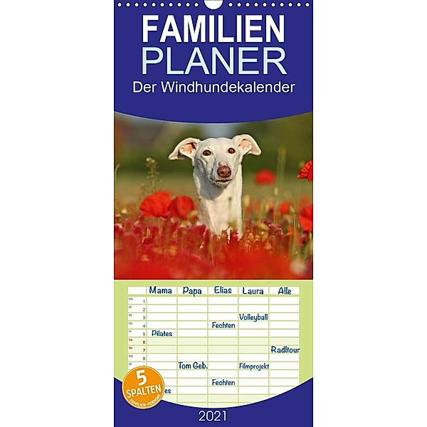 Der Windhundekalender - Familienplaner hoch (Wandkalender 2021 , 21 cm x 45 cm, hoch), Kathrin Köntopp