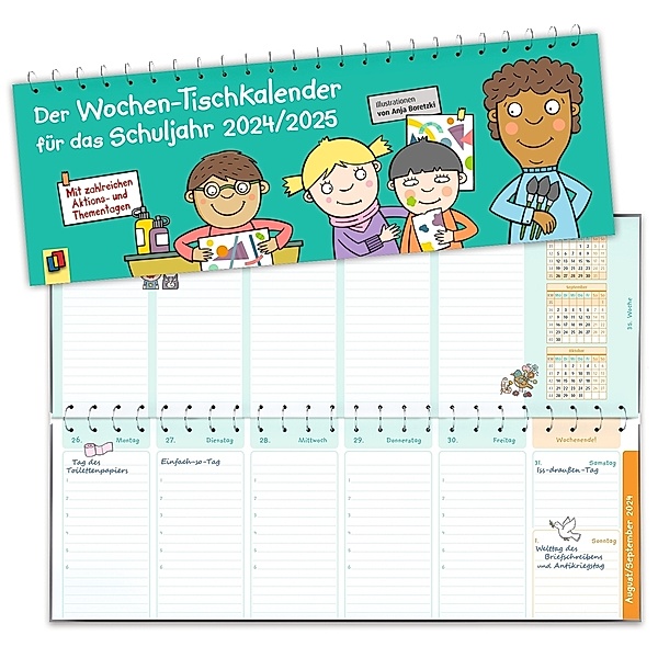 Der Wochen-Tischkalender für das Schuljahr 2024/2025