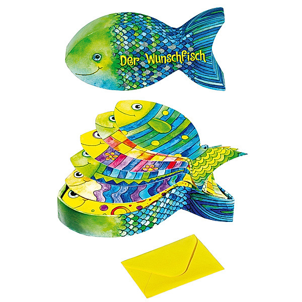 Der Wunschfisch, Box mit Wunschkarten und Umschlag (fischförmig), Silvia Braunmüller