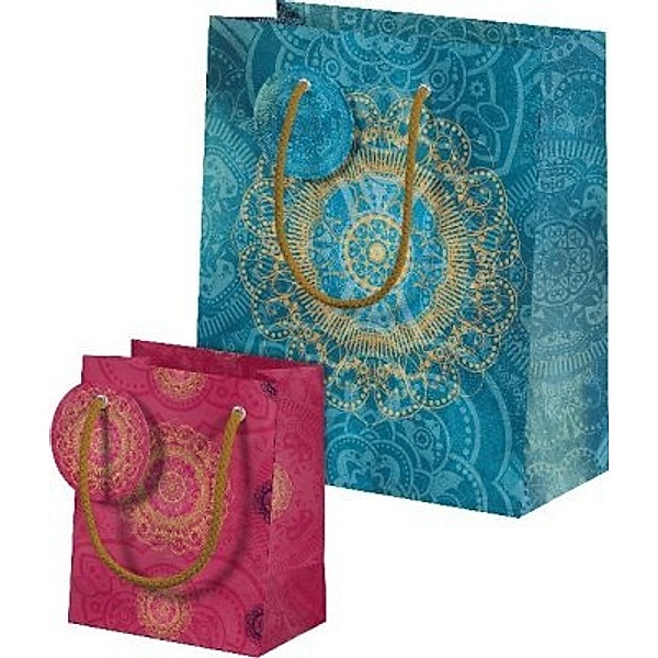Der Zauber Indiens Geschenktüten-Set Motiv Blaues Ornament