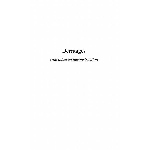 Derritages - une these en deconstruction / Hors-collection, Vidarte Paco