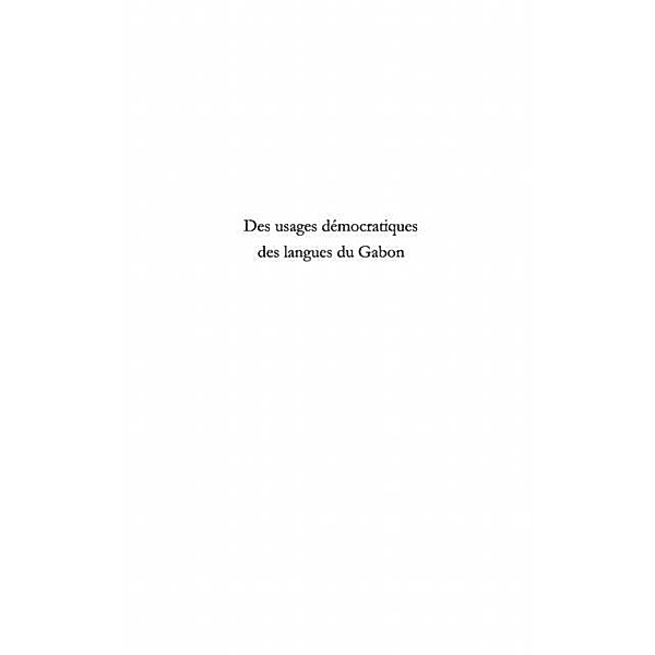 Des usages democratiques des langues du gabon / Hors-collection, Eric Dodo Bounguendza