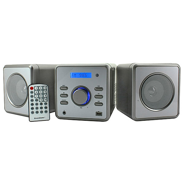 Design Mini-Stereo-Anlage mit CD/MP3/USB (Farbe: silber)