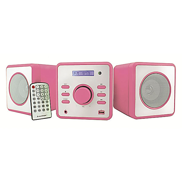 Design Mini-Stereo-Anlage mit CD/MP3/USB (Farbe: rosa)