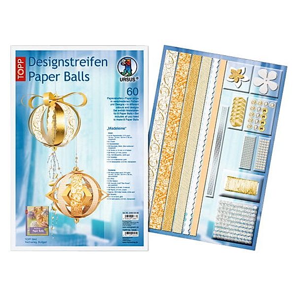 Designstreifen Paper Balls, 60 Papierstreifen (Ausführung: Madeleine)