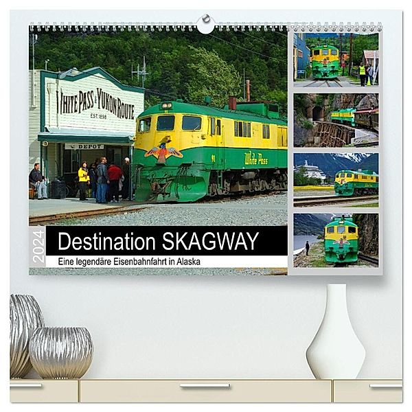 Destination SKAGWAY - Eine legendäre Eisenbahnfahrt in Alaska (hochwertiger Premium Wandkalender 2024 DIN A2 quer), Kunstdruck in Hochglanz, Dieter-M. Wilczek