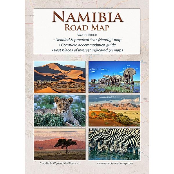 Detaillierte NAMIBIA Reisekarte - NAMIBIA ROAD MAP (1:1.160.000), Claudia Du Plessis, Wynand Du Plessis