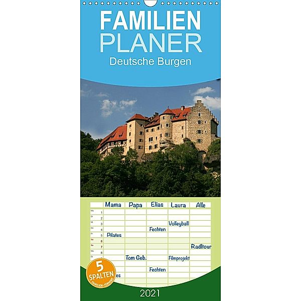 Deutsche Burgen - Familienplaner hoch (Wandkalender 2021 , 21 cm x 45 cm, hoch), Martina Berg