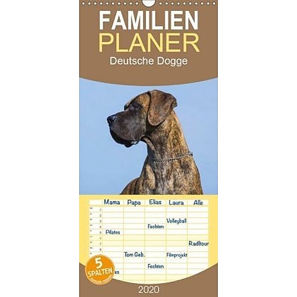 Deutsche Dogge - Familienplaner hoch (Wandkalender 2020 , 21 cm x 45 cm, hoch), Sigrid Starick