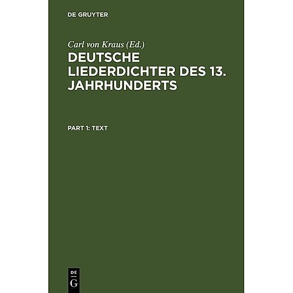 Deutsche Liederdichter des 13. Jahrhunderts