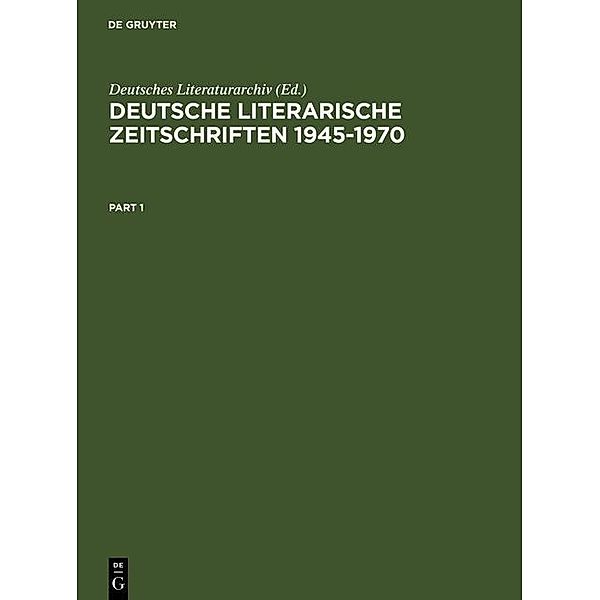 Deutsche literarische Zeitschriften 1945-1970