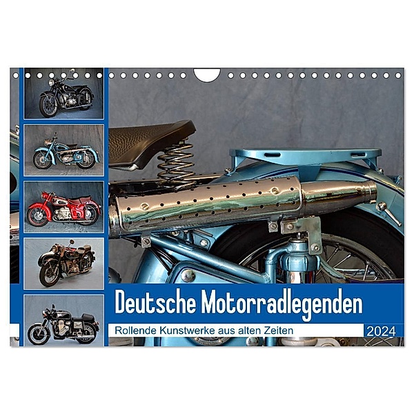 Deutsche Motorrad - Legenden - Rollende Kunstwerke aus alten Zeiten (Wandkalender 2024 DIN A4 quer), CALVENDO Monatskalender, Ingo Laue