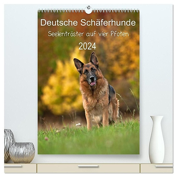 Deutsche Schäferhunde - Seelentröster auf vier Pfoten (hochwertiger Premium Wandkalender 2024 DIN A2 hoch), Kunstdruck in Hochglanz, Petra Schiller