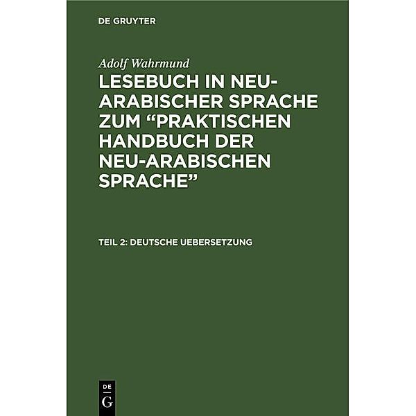 Deutsche Uebersetzung, Adolf Wahrmund