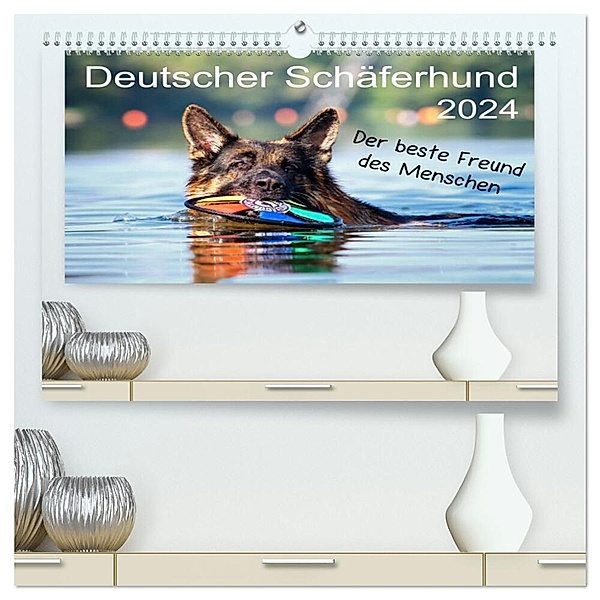 Deutscher Schäferhund - Der beste Freund des Menschen (hochwertiger Premium Wandkalender 2024 DIN A2 quer), Kunstdruck in Hochglanz, Petra Schiller