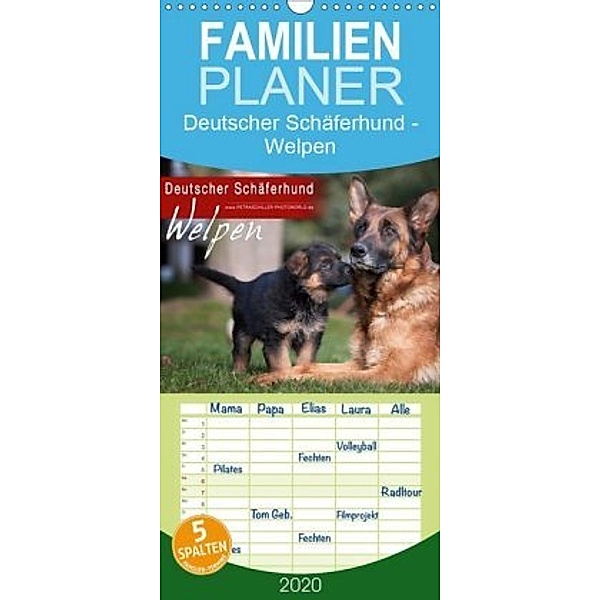 Deutscher Schäferhund - Welpen - Familienplaner hoch (Wandkalender 2020 , 21 cm x 45 cm, hoch), Petra Schiller