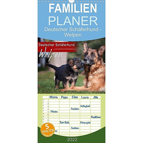 Deutscher Schäferhund - Welpen - Familienplaner hoch (Wandkalender 2022 , 21 cm x 45 cm, hoch), Petra Schiller