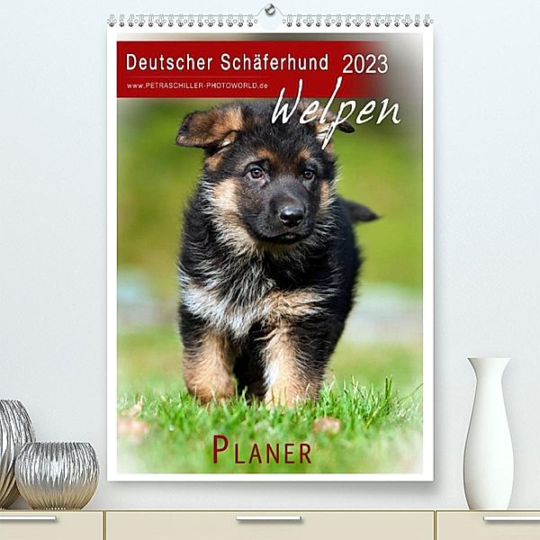 Deutscher Schäferhund - Welpen, Planer (Premium, hochwertiger DIN A2 Wandkalender 2023, Kunstdruck in Hochglanz), Petra Schiller