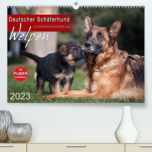 Deutscher Schäferhund - Welpen (Premium, hochwertiger DIN A2 Wandkalender 2023, Kunstdruck in Hochglanz), Petra Schiller