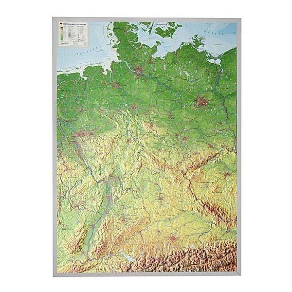 Deutschland, Reliefkarte, Groß, mit Aluminiumrahmen, André Markgraf, Mario Engelhardt