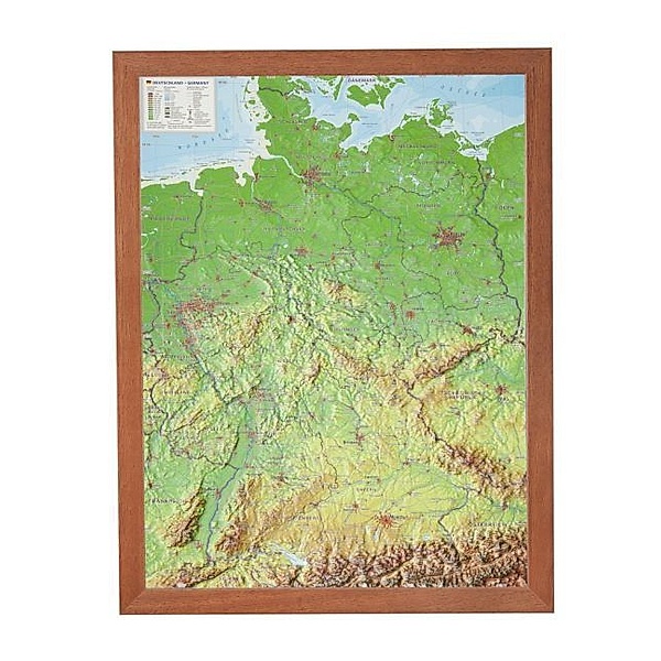 Deutschland, Reliefkarte, mit Holzrahmen, André Markgraf, Mario Engelhardt