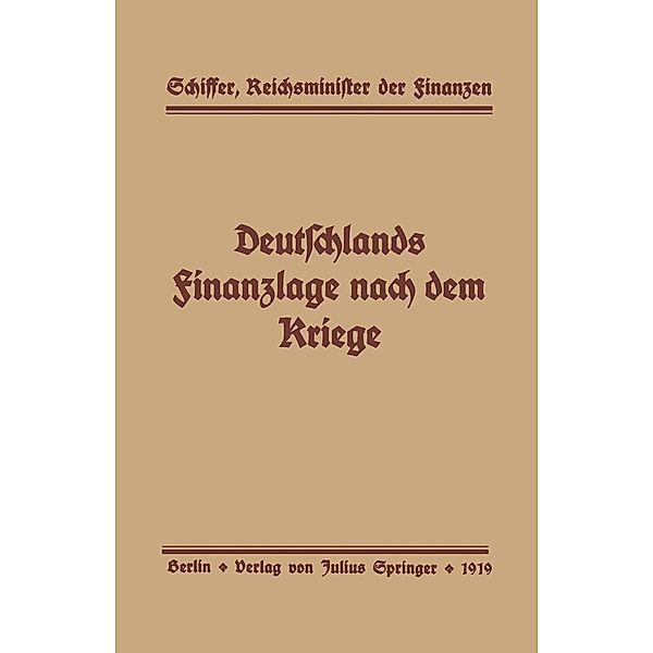 Deutschlands Finanzlage nach dem Kriege, Na Schiffer