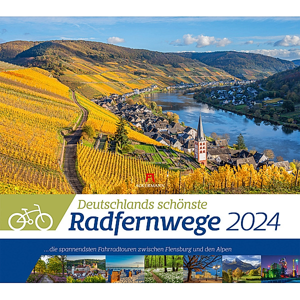 Deutschlands schönste Radfernwege Kalender 2024, Ackermann Kunstverlag