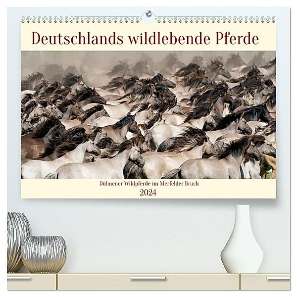 Deutschlands wildlebende Pferde (hochwertiger Premium Wandkalender 2024 DIN A2 quer), Kunstdruck in Hochglanz, Marcel René Grossmann