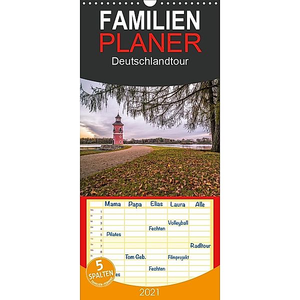 Deutschlandtour - Familienplaner hoch (Wandkalender 2021 , 21 cm x 45 cm, hoch), HeschFoto