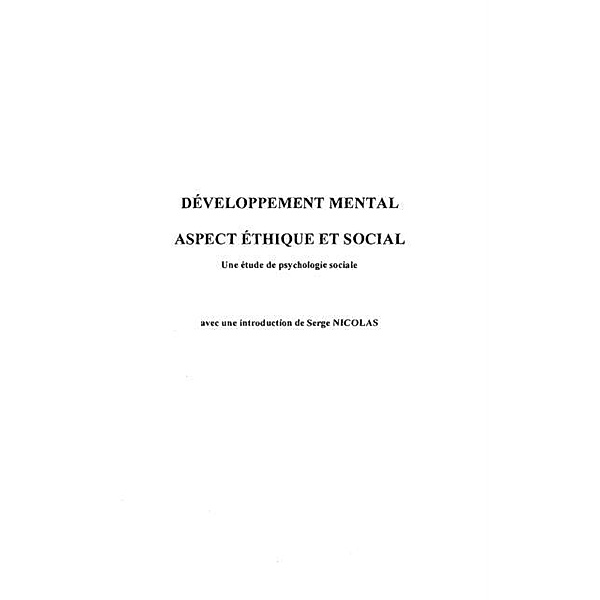 Developpement mental aspect ethique et s / Hors-collection, Baldwin James Mark