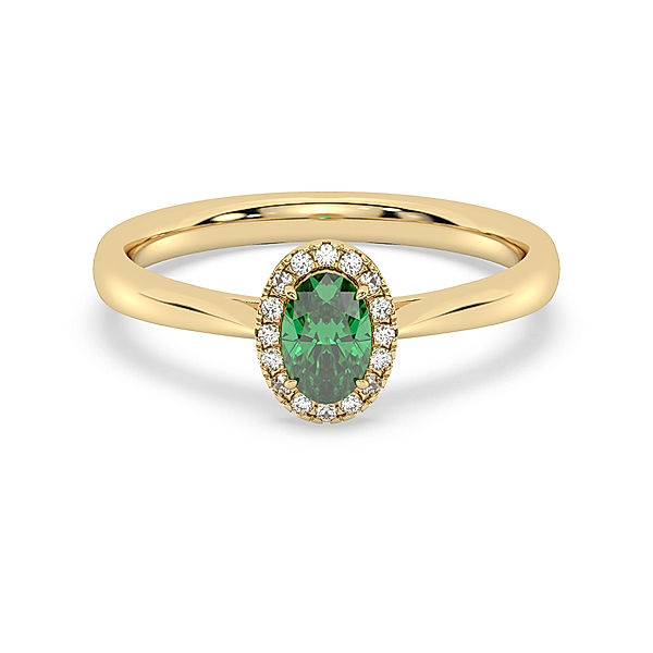 Diam Addict Ring 585/- Gold Smaragd grün Glänzend 0,08ct. (Größe: 054 (17,2))