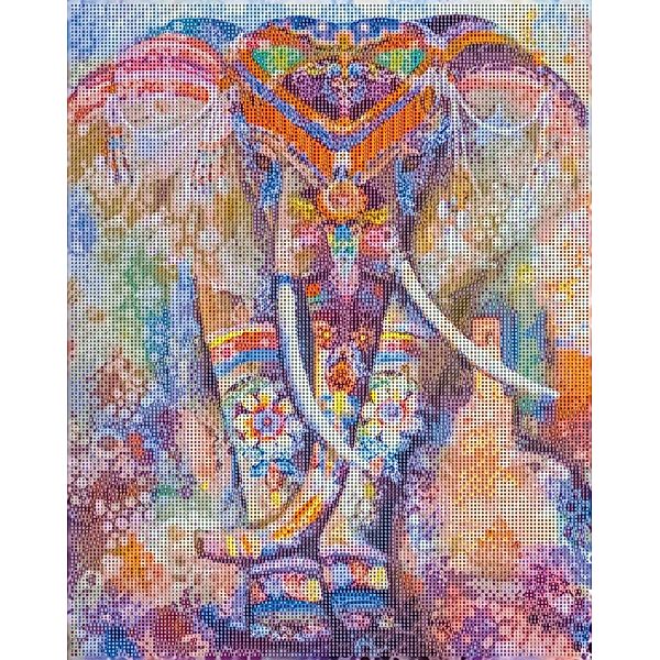 Diamond Painting Bemalter Elefant 40 x 50 cm