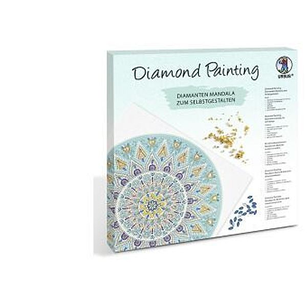 Diamond Painting Diamantane Mandala Set 5, hellblau / taupe / weiß