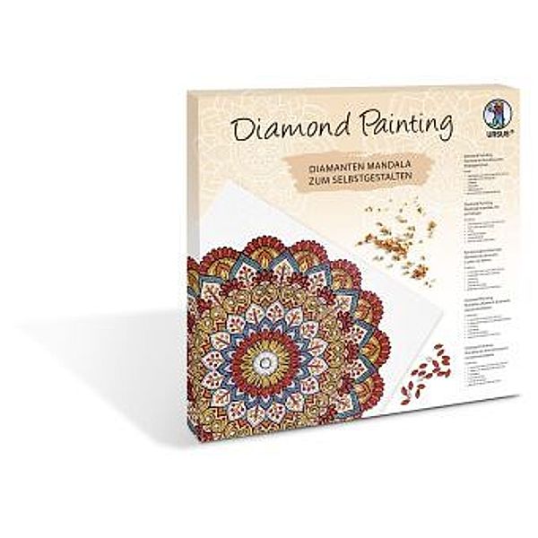 Diamond Painting Diamantane Mandala Set 6, rot / orange / petrol