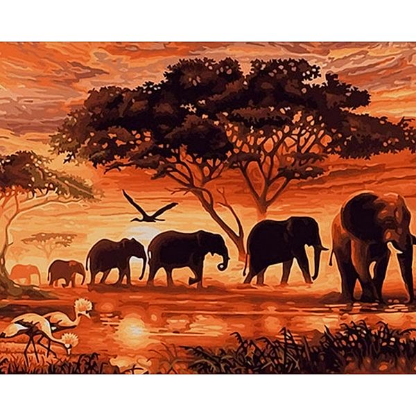 Diamond Painting Elefantenherde 50 x 40 cm