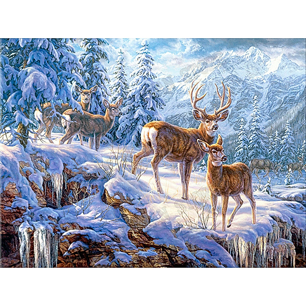 Diamond Painting Hirsche im Schnee 50 x 40 cm