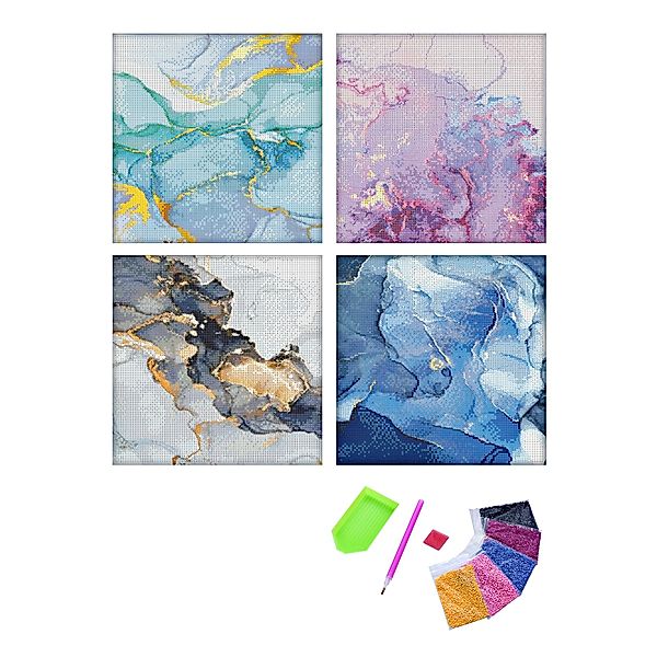 Diamond Painting Marmor 30 x 30 cm,  4er-Set