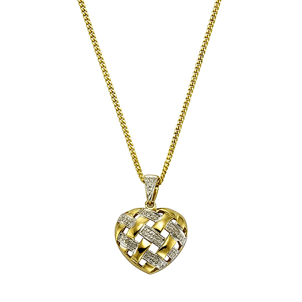 Diamonds by Ellen K. Anhänger mit Kette 333/- Gold Diamant weiß 42/45cm Glänzend 0,02ct.