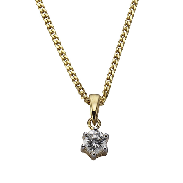 Diamonds by Ellen K. Anhänger mit Kette 585/- Gold Brillant weiß 42/45 cm Glänzend 0,25 Karat