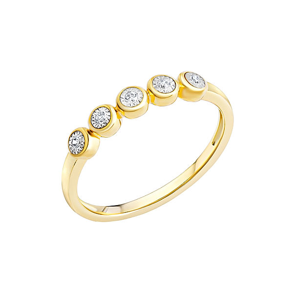 Diamonds by Ellen K. Damen Diamantring 585/- Gold Brillant weiß Glänzend 0,05ct. (Größe: 052 (16,6))