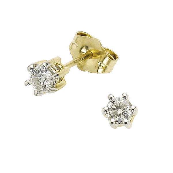 Diamonds by Ellen K. Ohrstecker 585/- Gold Brillant weiß 0,4cm Bicolor 0,25ct.