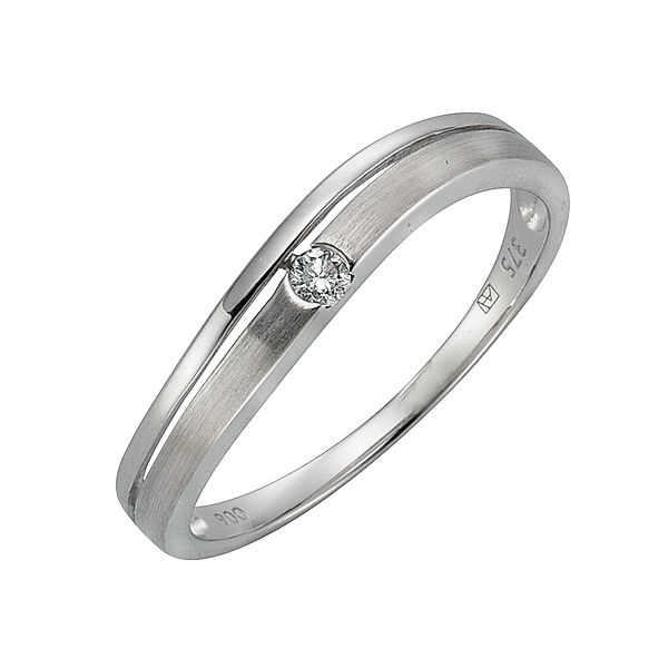 Diamonds by Ellen K. Ring 375/- Gold Brillant weiß Matt/Glanz 0,06ct. (Größe: 054 (17,2))