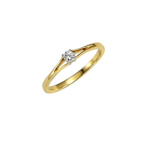 Diamonds by Ellen K. Ring 585/- Gold Brillant weiß Glänzend 0,10ct. (Größe: 016 (50,5))