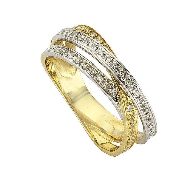 Diamonds by Ellen K. Ring 585/- Gold Diamant weiß Bicolor 0,24ct. (Größe: 018 (57,0))